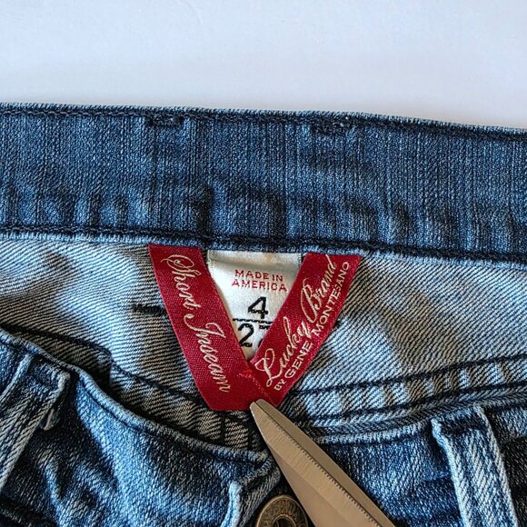 Lucky Brand Lil’ Maggie Low Rise Bootcut Jeans 4 / 27 Short Made in USA - Picture 3 of 13